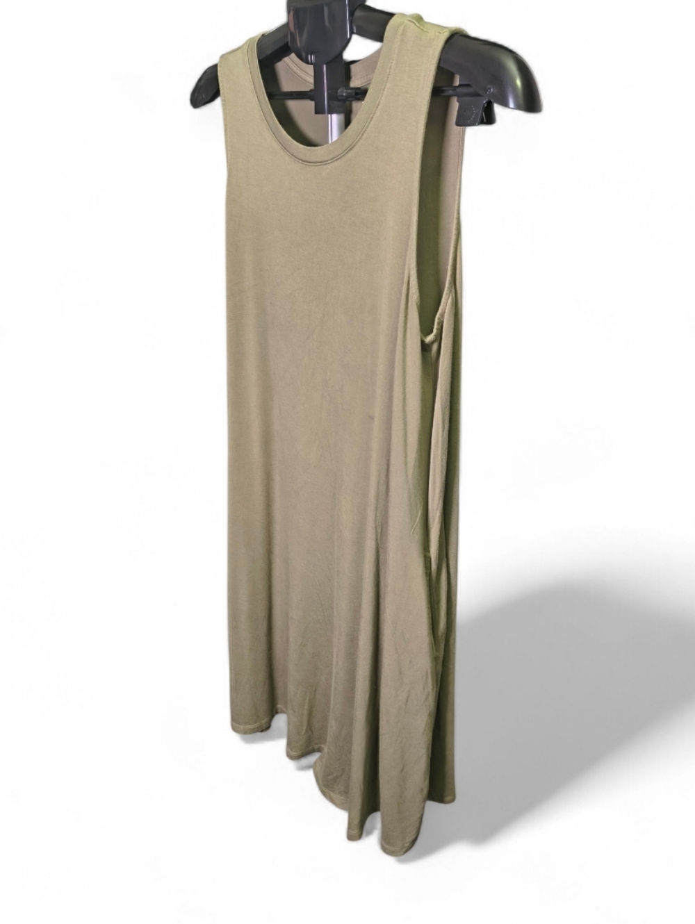 Time and Tru Olive Green Tank Maxi Dress Large Stretchy Sleeveless Casual - Picture 5 of 7